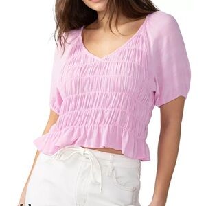 Sanctuary Smocked VNeck Pink Top